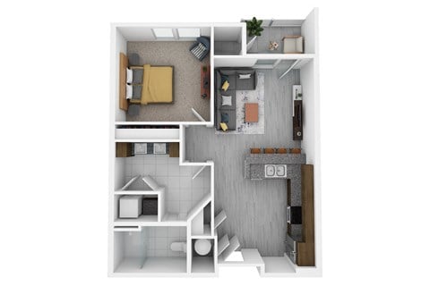 Floor plan for 1 bed, 1 bath, 841 sqft